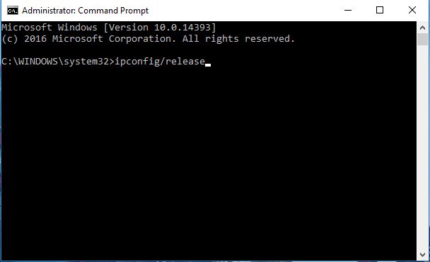 ipconfig/release command prompt